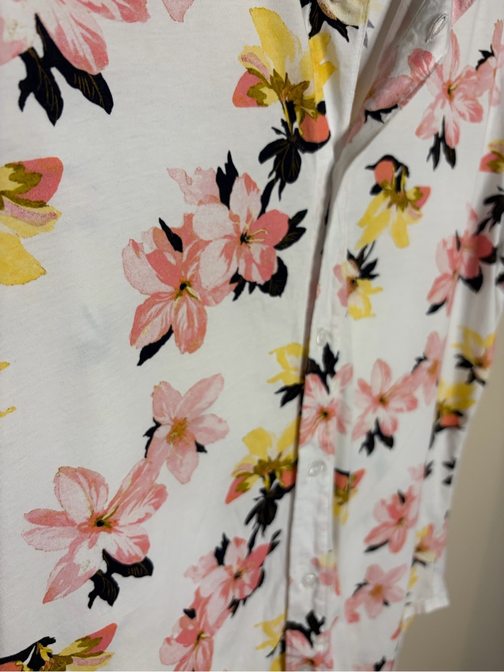 Bonobos White Short-Sleeve Button-Down with Pink & Yellow Floral Print #1076 - Picture 4 of 7